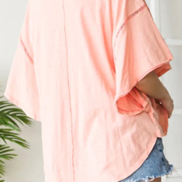 OH  Oli and Hali MINERAL WASH RUFFLE SLEEVE TOP - Picture 4 of 4